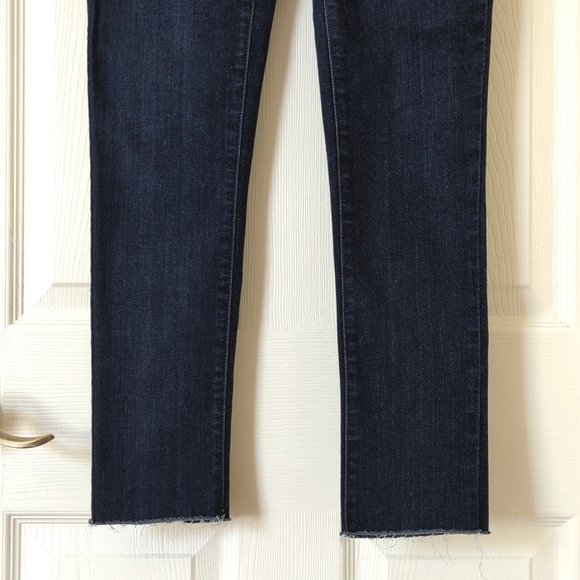 Eileen Fisher Dark Wash Organic Cotton Mid Rise Ankle Cropped Skinny Jeans 2 - Picture 3 of 14